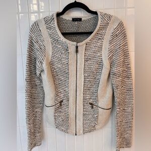 DREW Textured Knit Zip Jacket Anthropologie Style Cardigan Small